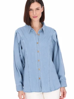 Usha Damen Hemdbluse in blau
