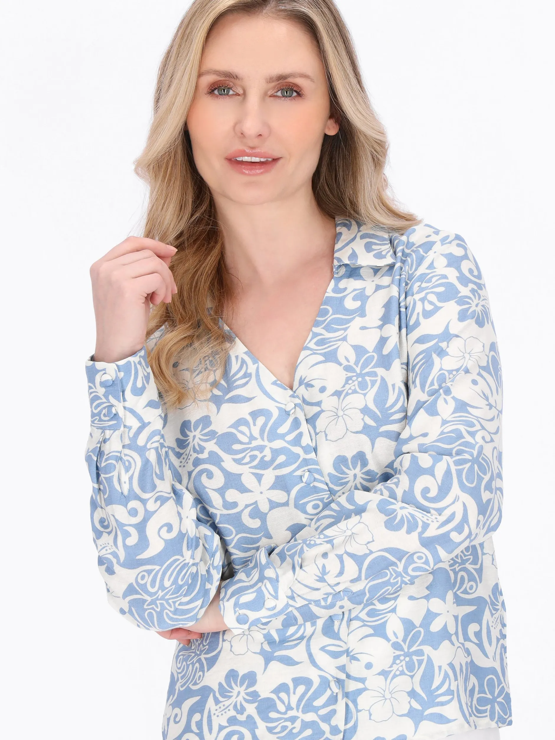 Usha Damen Hemdbluse in blau