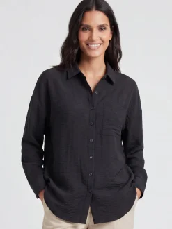 Usha Damen Hemdbluse in schwarz