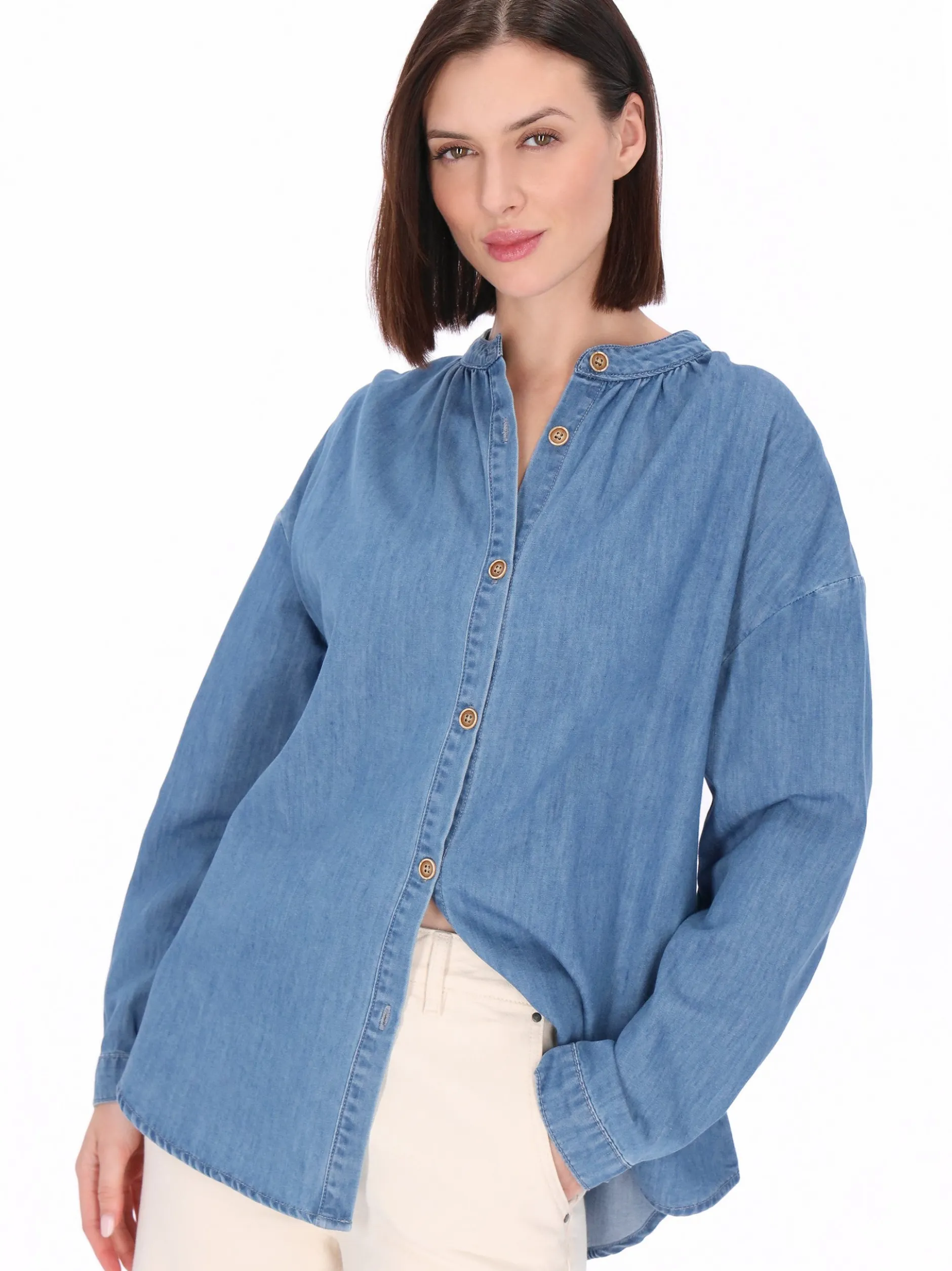 Usha Damen Jeansbluse in blau