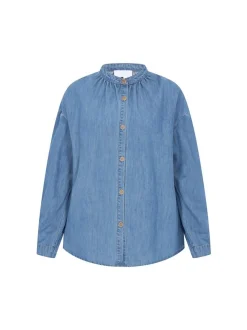 Usha Damen Jeansbluse in blau