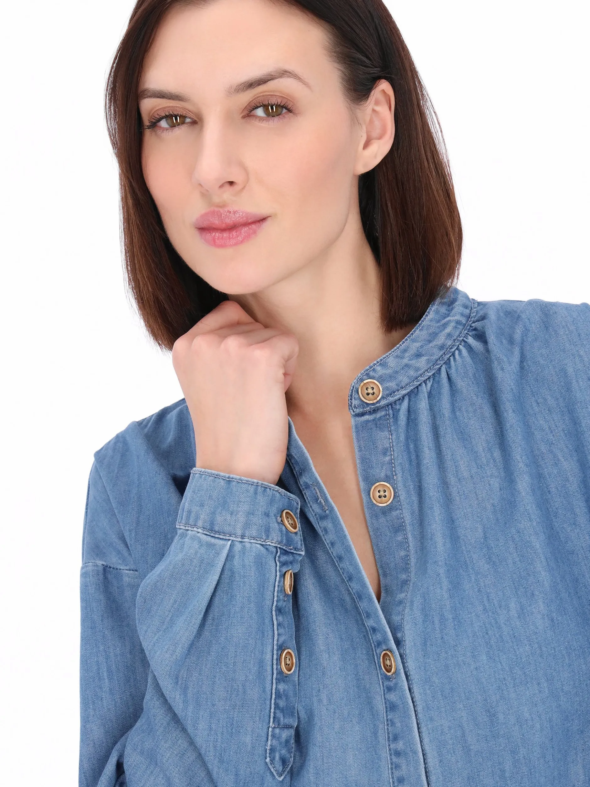 Usha Damen Jeansbluse in blau