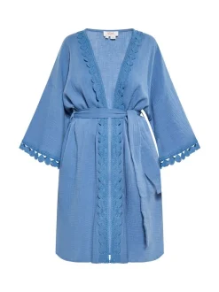 Usha Damen Kimono in blau - Ausschnitt: Envelope