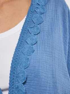 Usha Damen Kimono in blau - Ausschnitt: Envelope