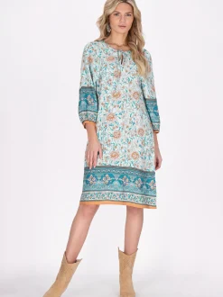 Usha Damen Kleid in aqua - Ausschnitt: Rundhals