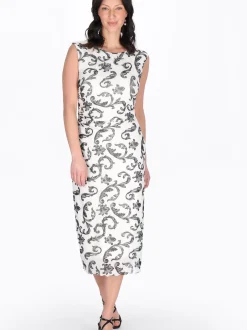 Usha Damen Kleid in beige - Ausschnitt: Rundhals