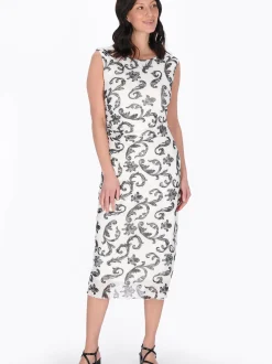 Usha Damen Kleid in beige - Ausschnitt: Rundhals
