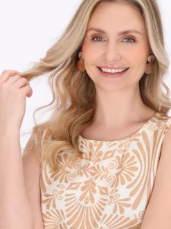 Usha Damen Kleid in beige - Ausschnitt: Rundhals