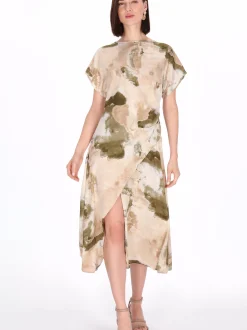 Usha Damen Kleid in beige - Ausschnitt: Rundhals