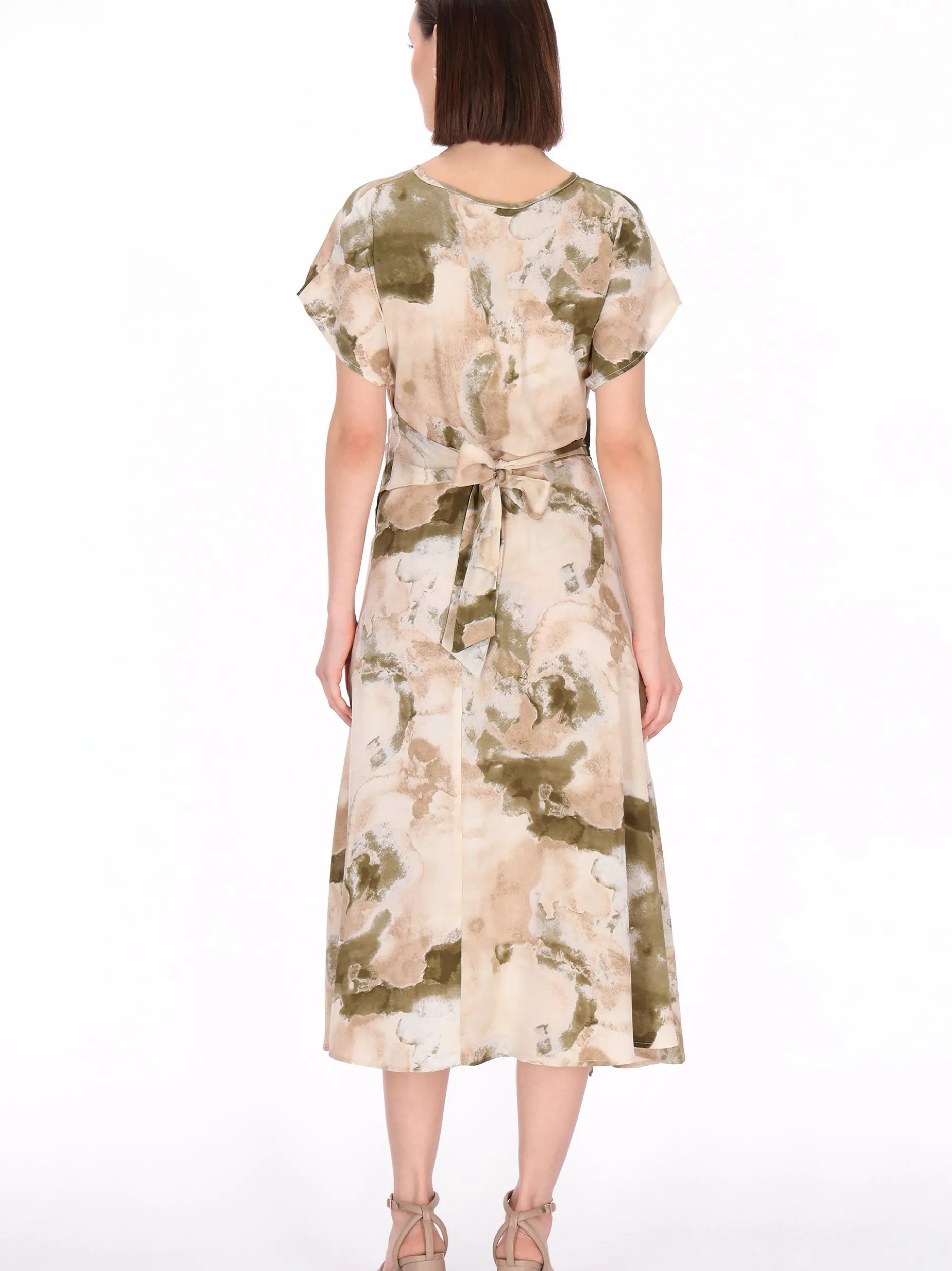 Usha Damen Kleid in beige - Ausschnitt: Rundhals