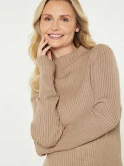 Usha Damen Kleid in beige - Länge: mittel