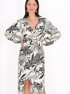 Usha Damen Kleid in beige - Länge: mittel