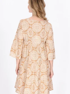 Usha Damen Kleid in beige - Länge: mittel