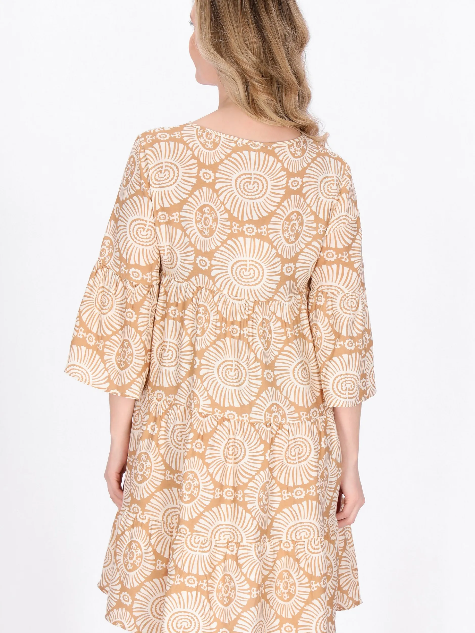Usha Damen Kleid in beige - Länge: mittel