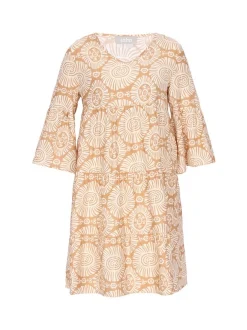 Usha Damen Kleid in beige - Länge: mittel