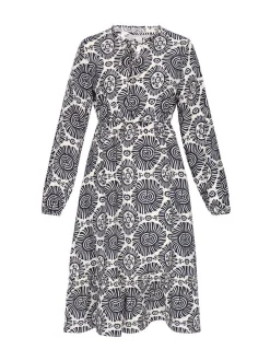 Usha Damen Kleid in blau - Ausschnitt: Rundhals