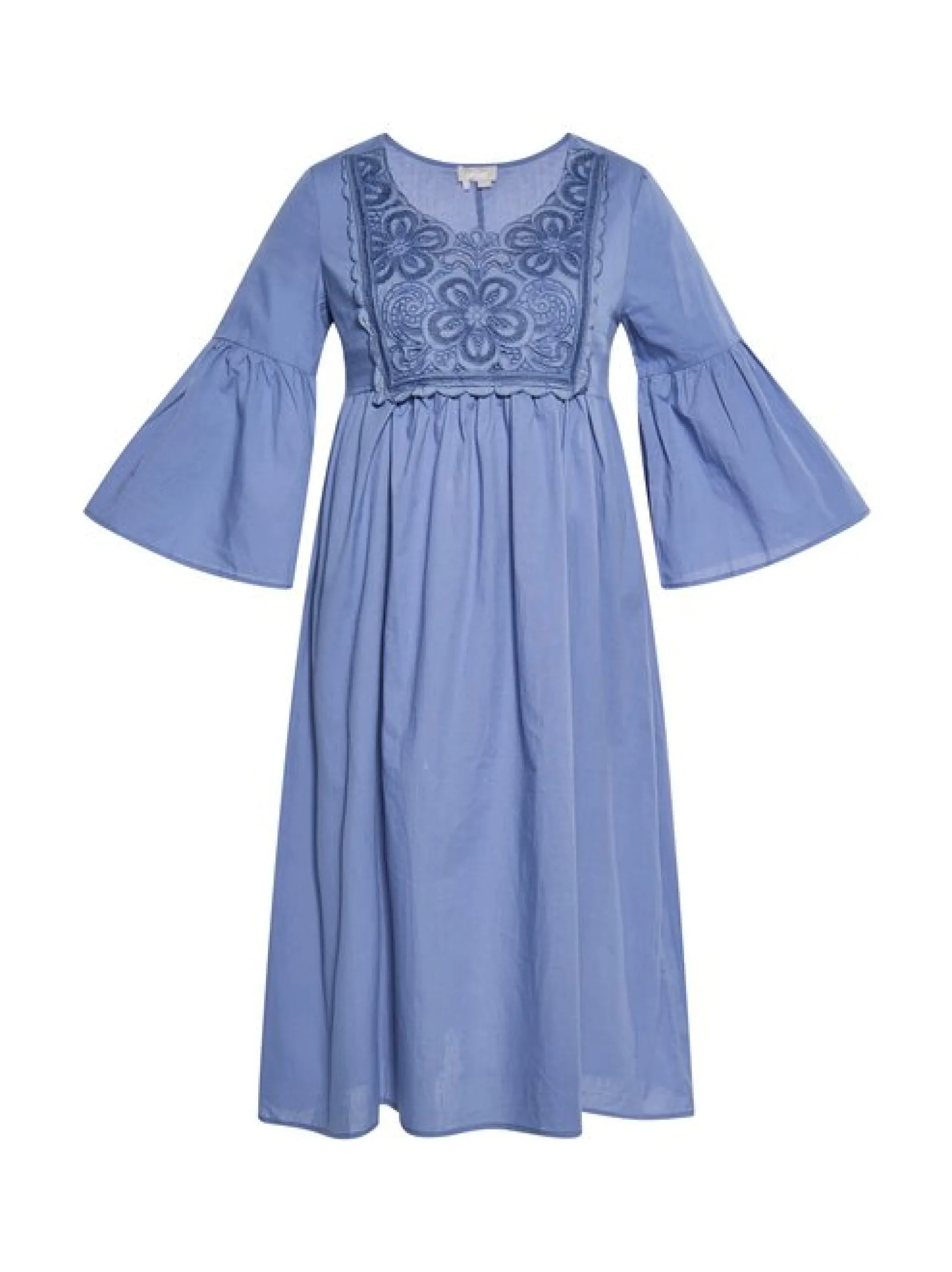 Usha Damen Kleid in blau - Ausschnitt: ohne Kragen