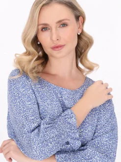Usha Damen Kleid in blau - Ausschnitt: Rundhals
