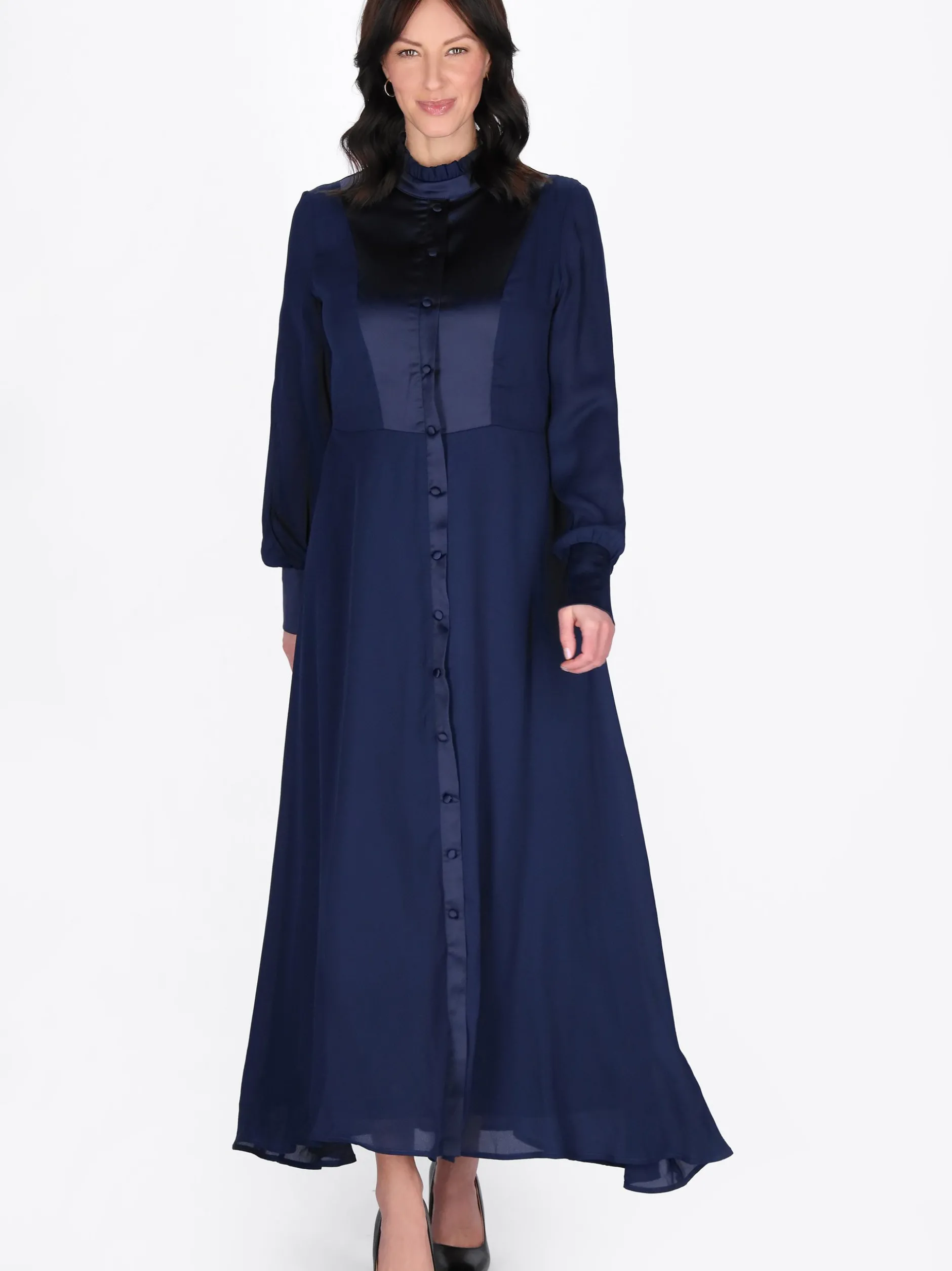 Usha Damen Kleid in blau - Länge: mittel