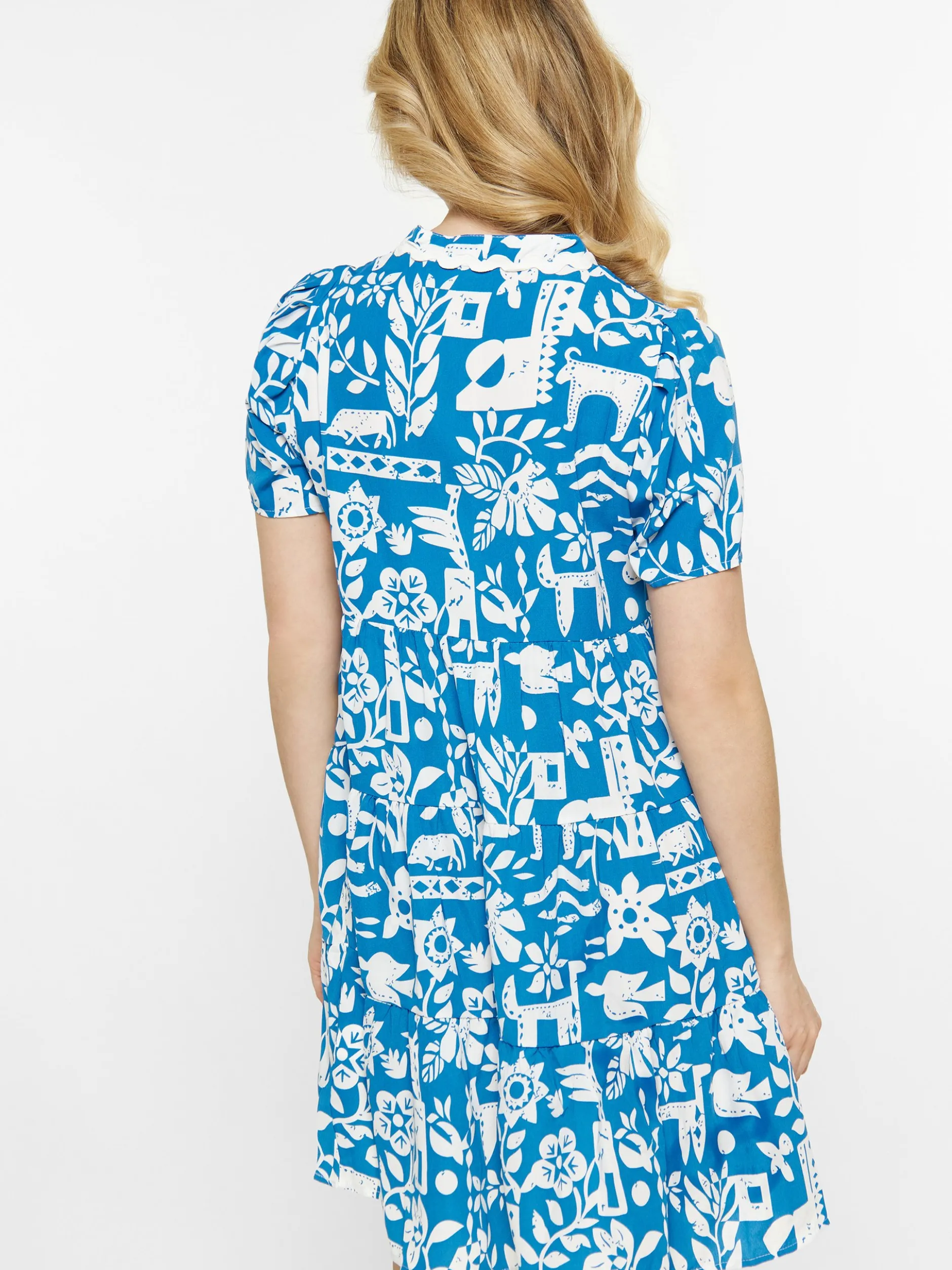 Usha Damen Kleid in blau - Länge: mittel