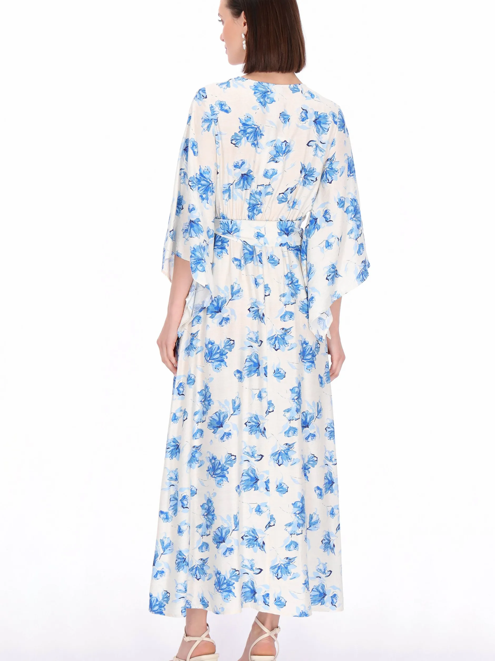 Usha Damen Kleid in blau - Länge: mittel