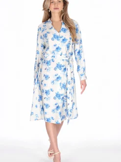 Usha Damen Kleid in blau - Länge: mittel