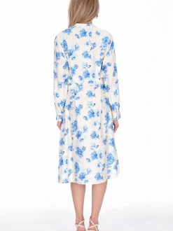 Usha Damen Kleid in blau - Länge: mittel