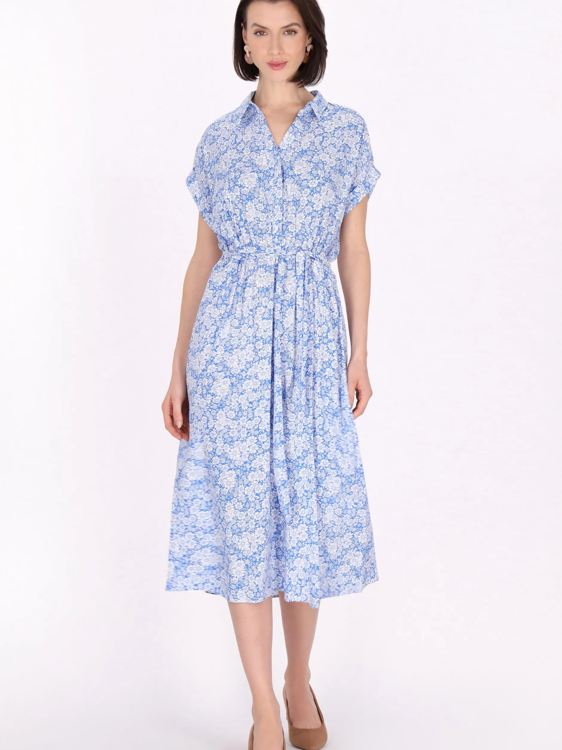 Usha Damen Kleid in blau - Länge: mittel