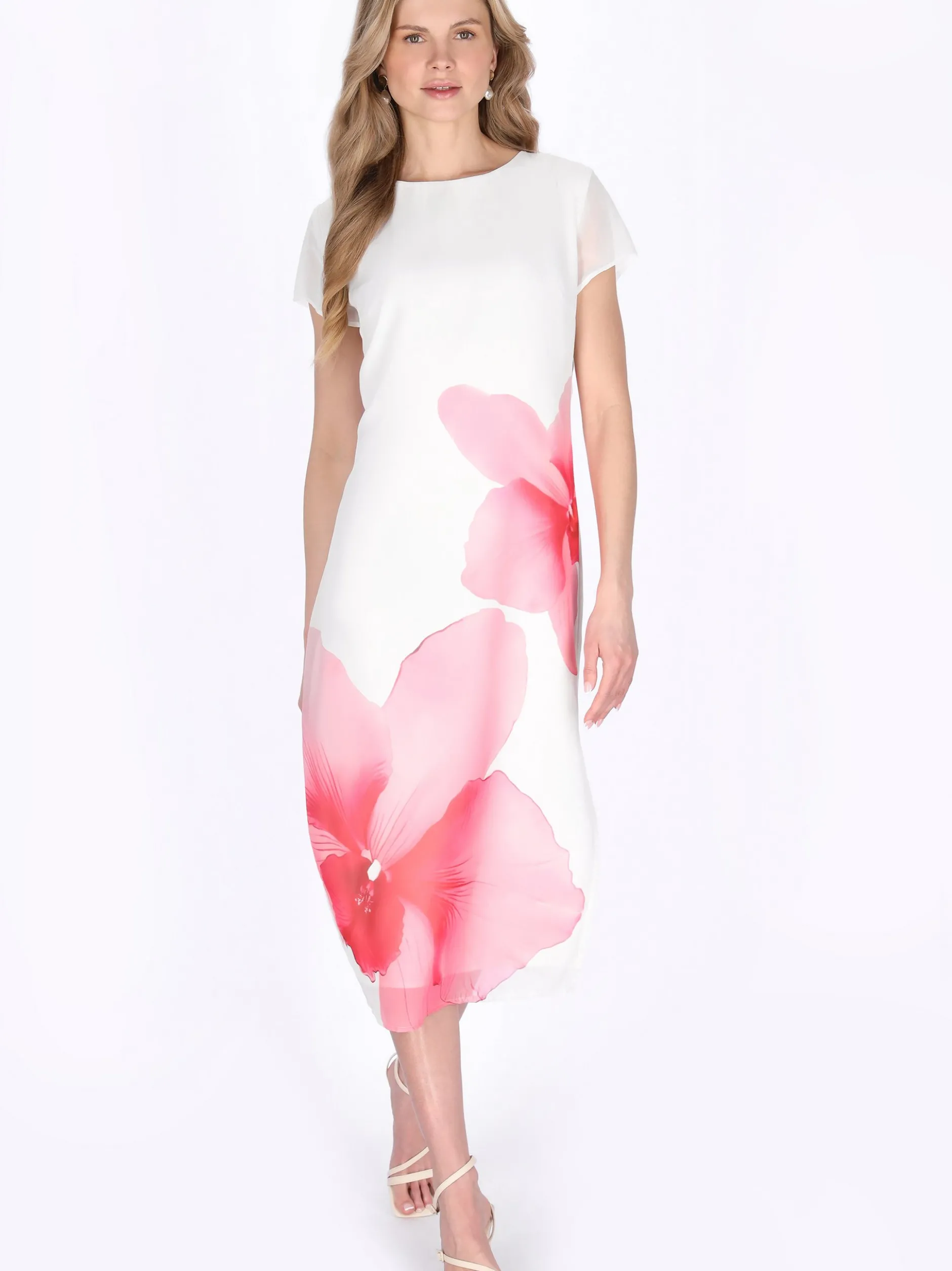 Usha Damen Kleid in ecru - Ausschnitt: Rundhals