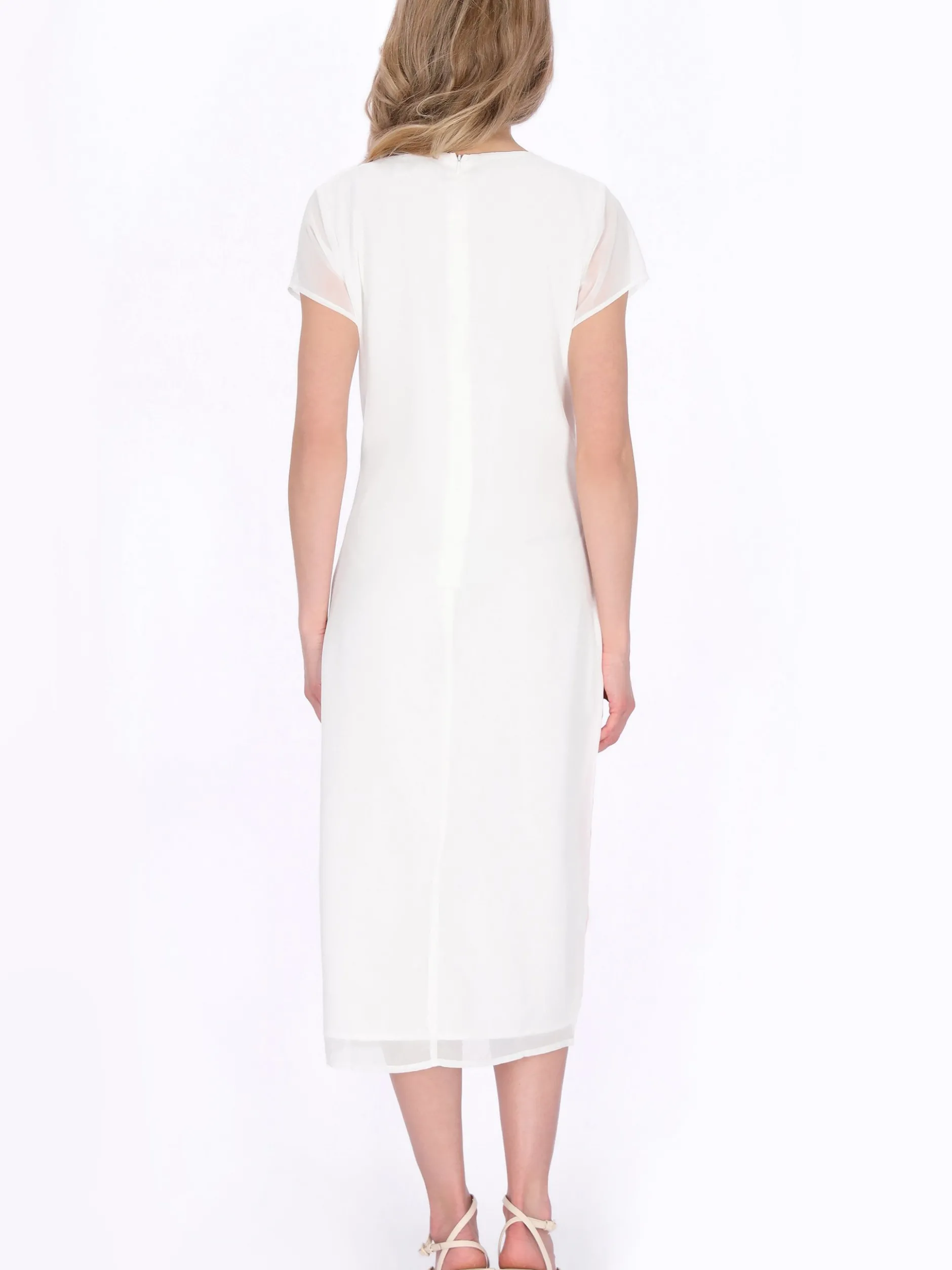 Usha Damen Kleid in ecru - Ausschnitt: Rundhals