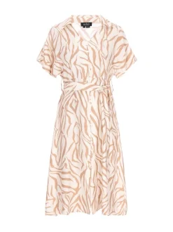 Usha Damen Kleid in ecru - Länge: mittel