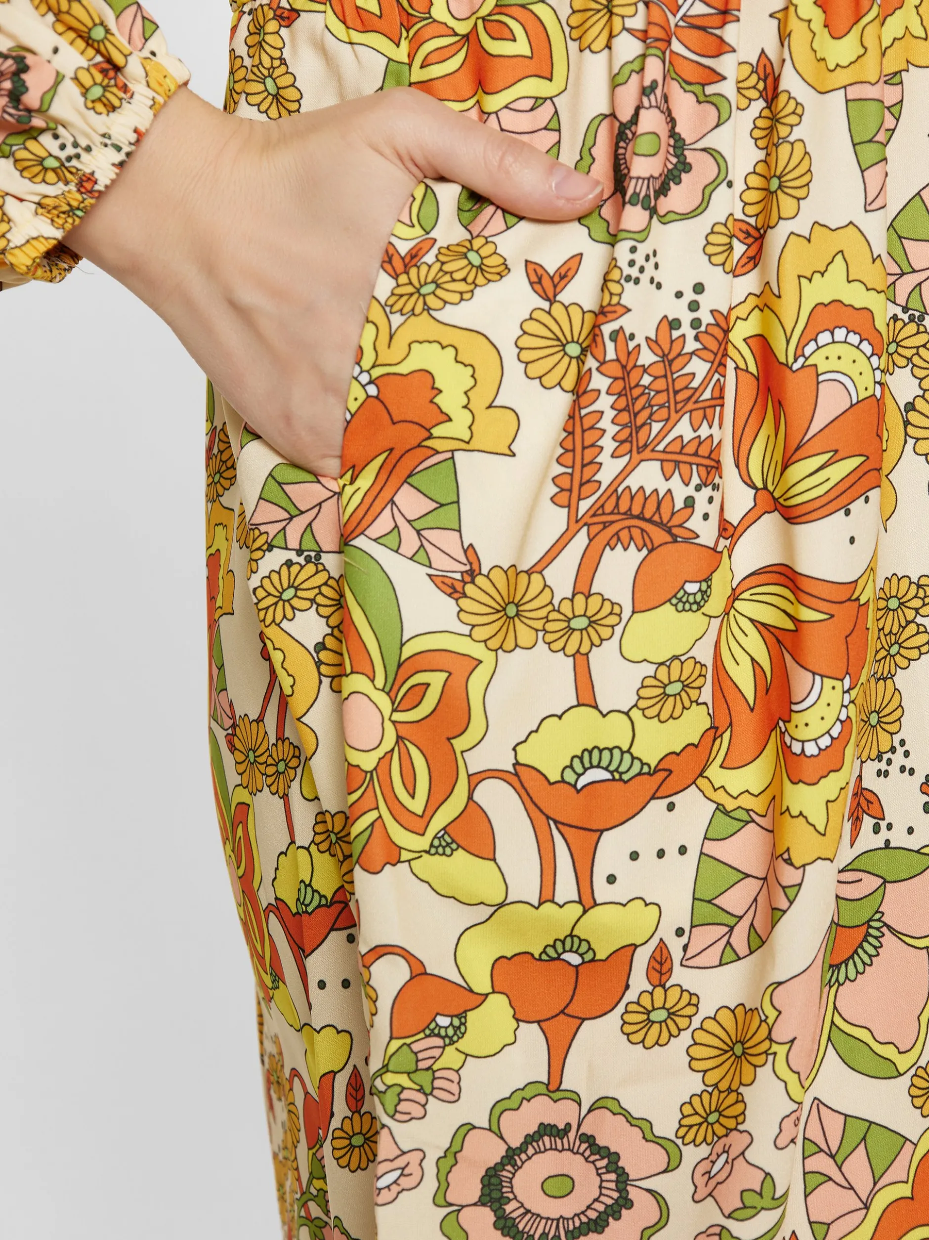 Usha Damen Kleid in gelb - Länge: mittel