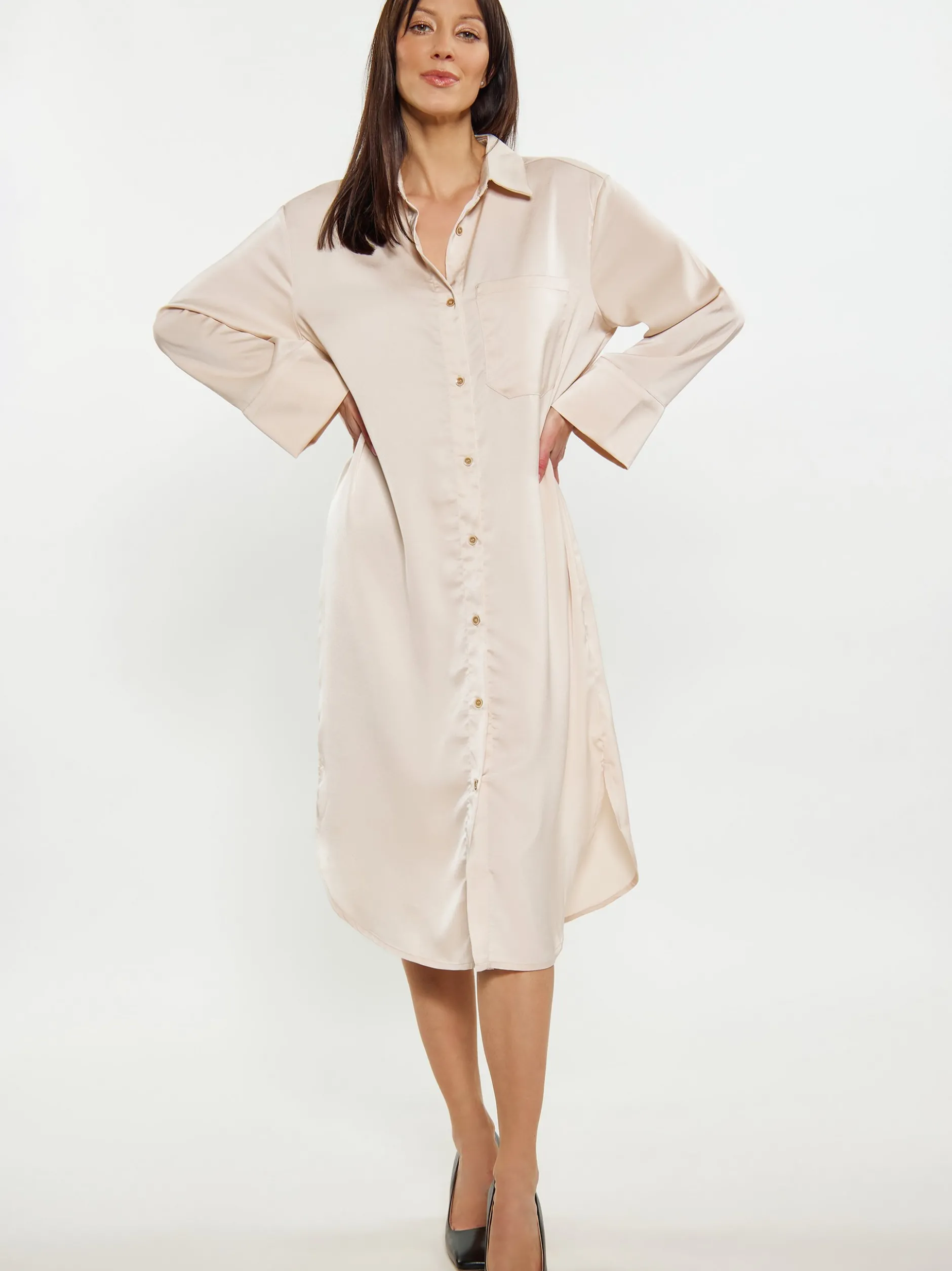 Usha Damen Kleid in gold - Ausschnitt: ohne Kragen