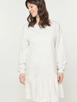 Usha Damen Kleid in grau - Ausschnitt: Rundhals