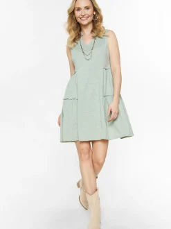 Usha Damen Kleid in grün - Länge: mittel