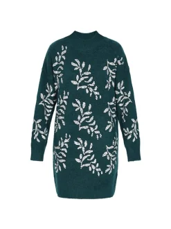 Usha Damen Kleid in grün - Länge: mittel