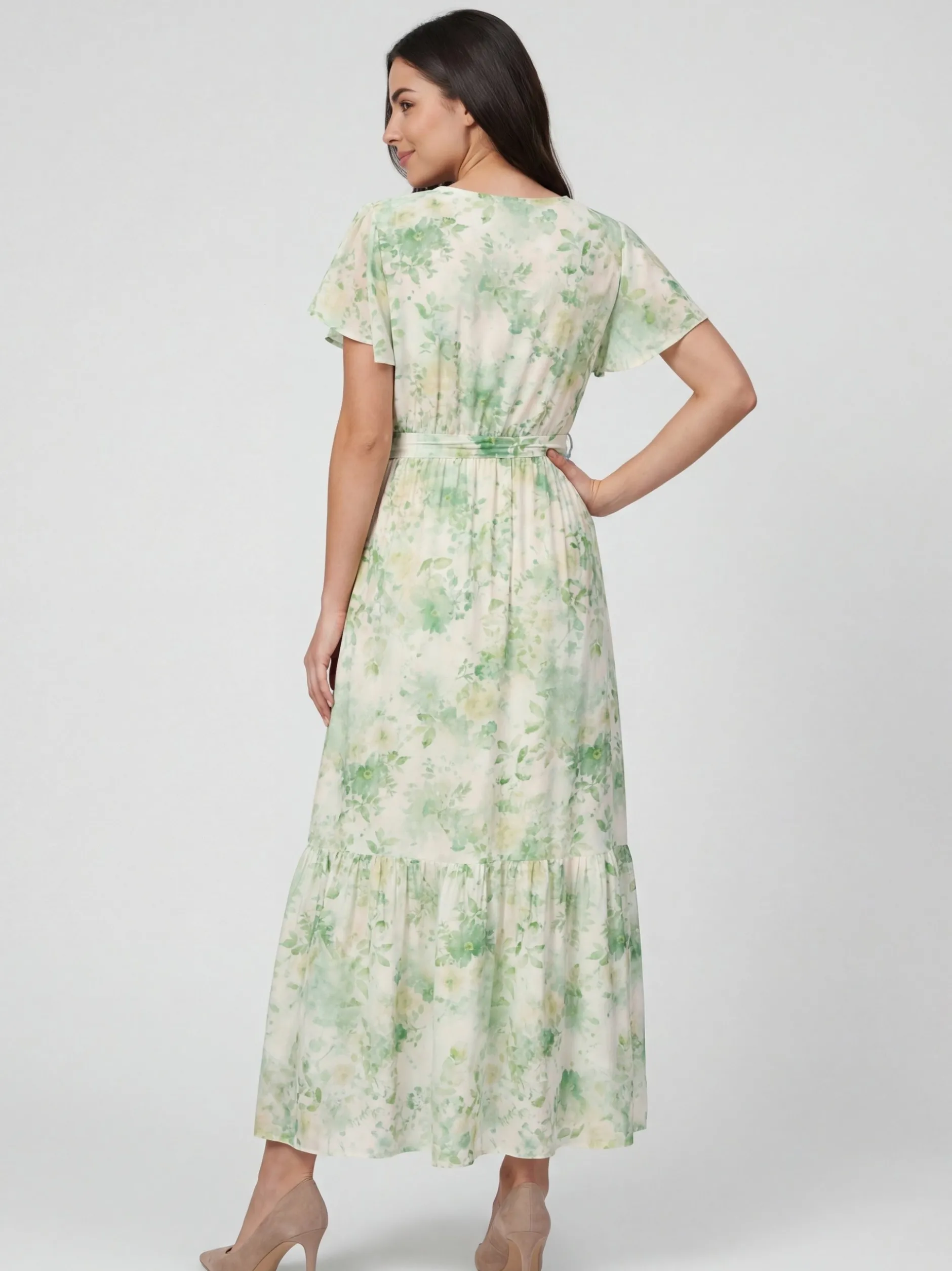 Usha Damen Kleid in grün - Länge: mittel