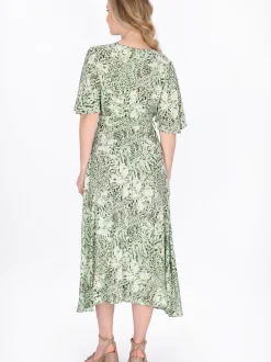 Usha Damen Kleid in grün - Länge: mittel