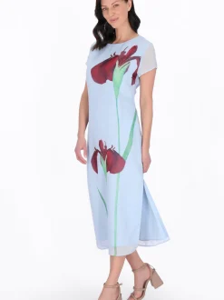 Usha Damen Kleid in hellblau - Ausschnitt: Rundhals