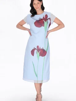 Usha Damen Kleid in hellblau - Ausschnitt: Rundhals