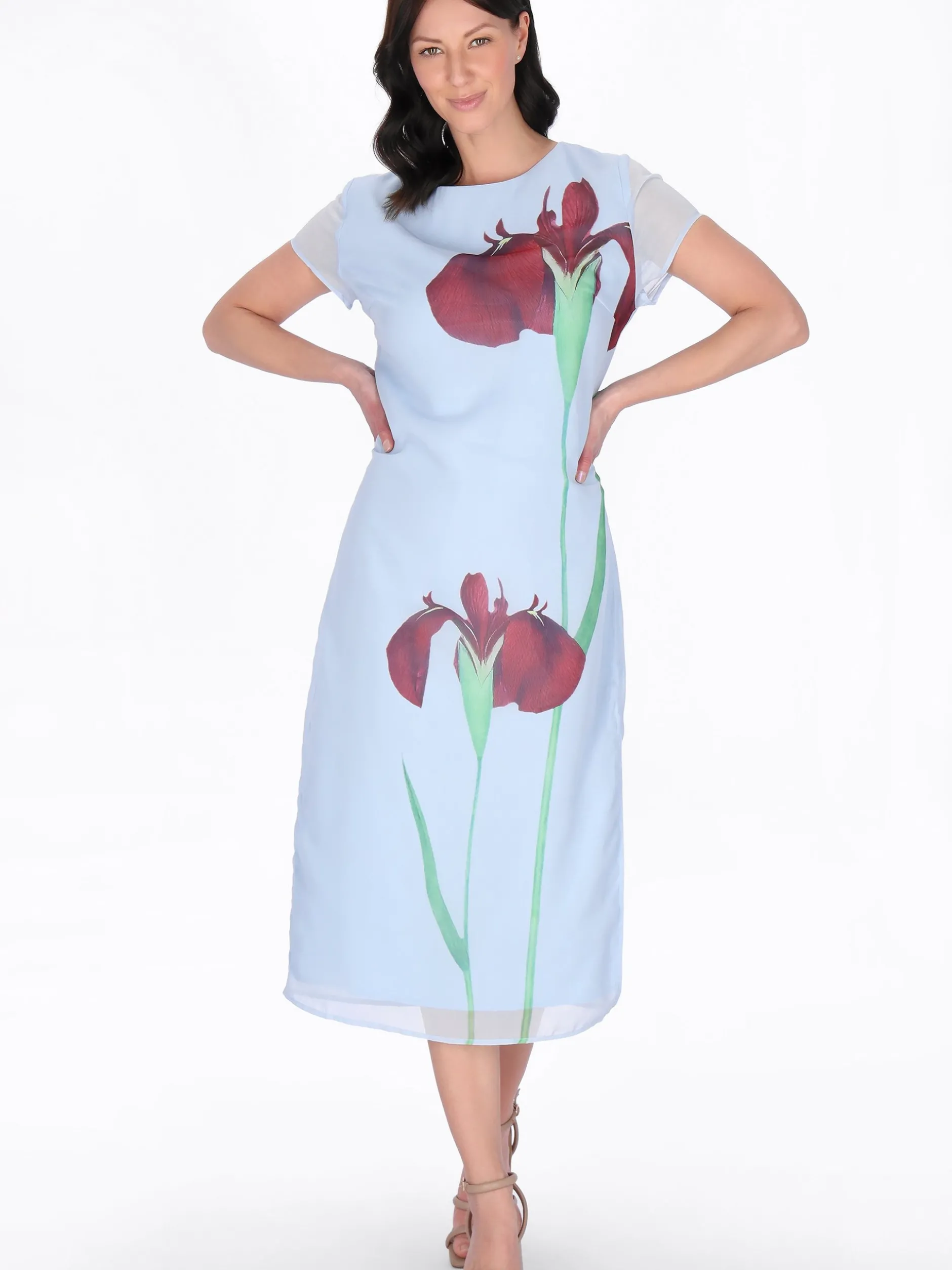 Usha Damen Kleid in hellblau - Ausschnitt: Rundhals