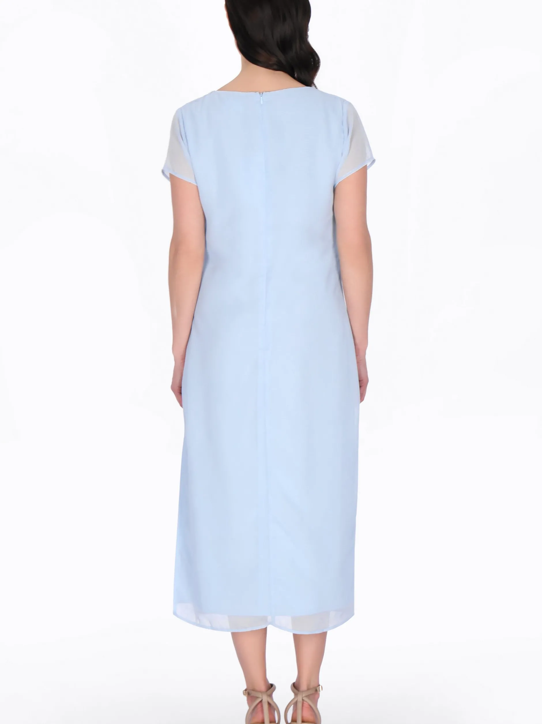 Usha Damen Kleid in hellblau - Ausschnitt: Rundhals