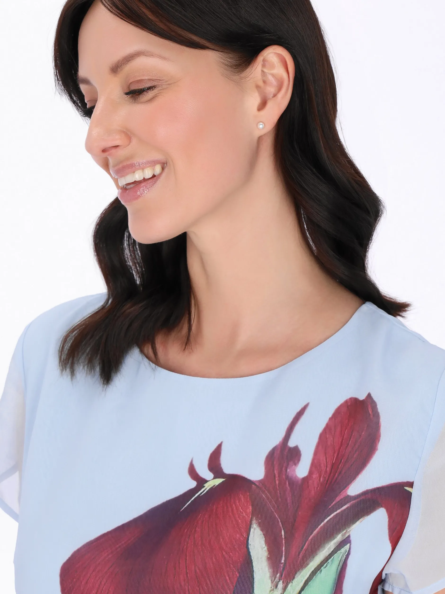 Usha Damen Kleid in hellblau - Ausschnitt: Rundhals