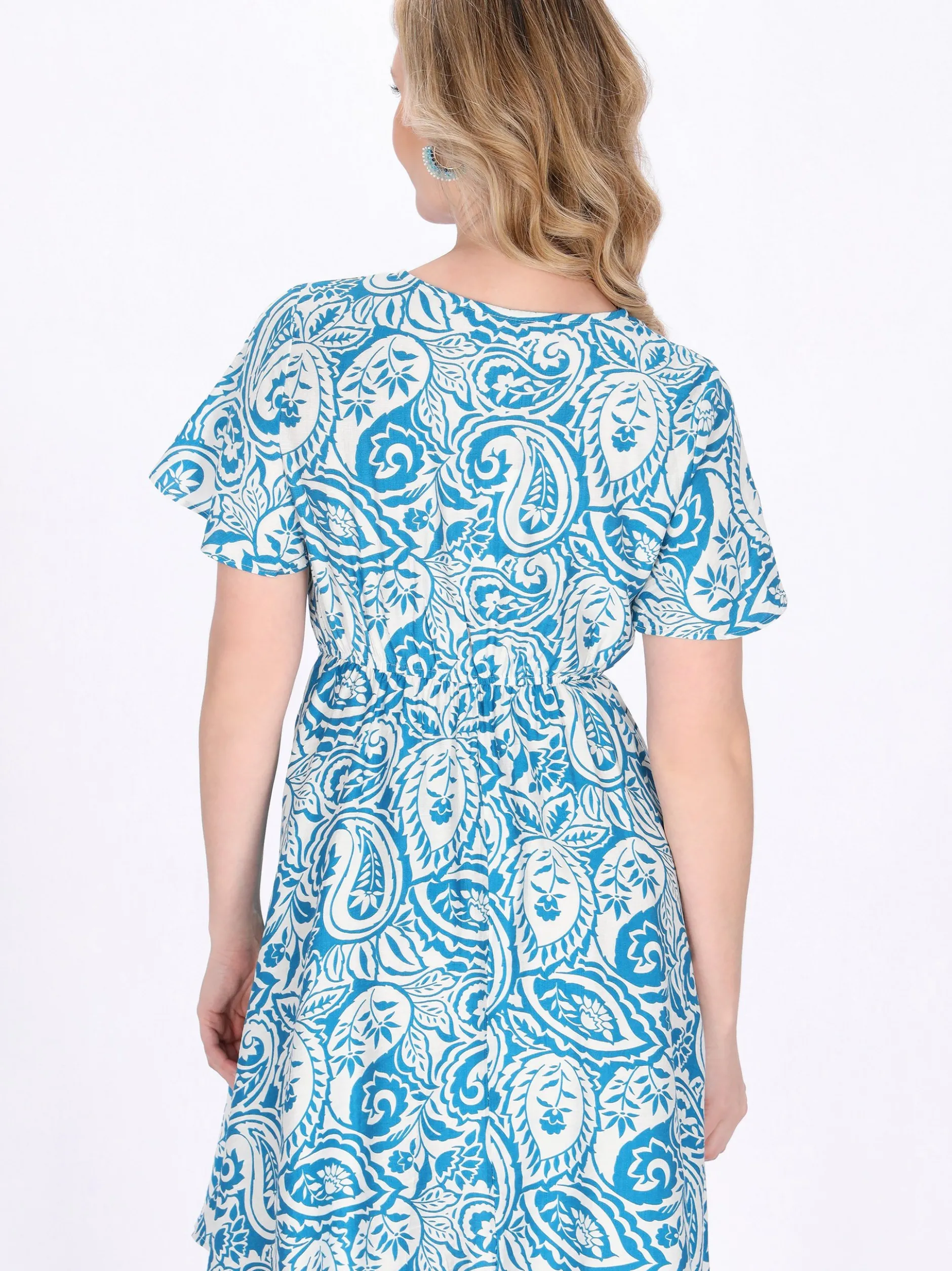 Usha Damen Kleid in hellblau - Länge: mittel