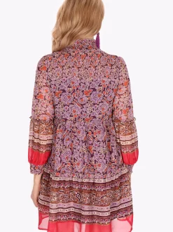 Usha Damen Kleid in lila - Länge: mittel