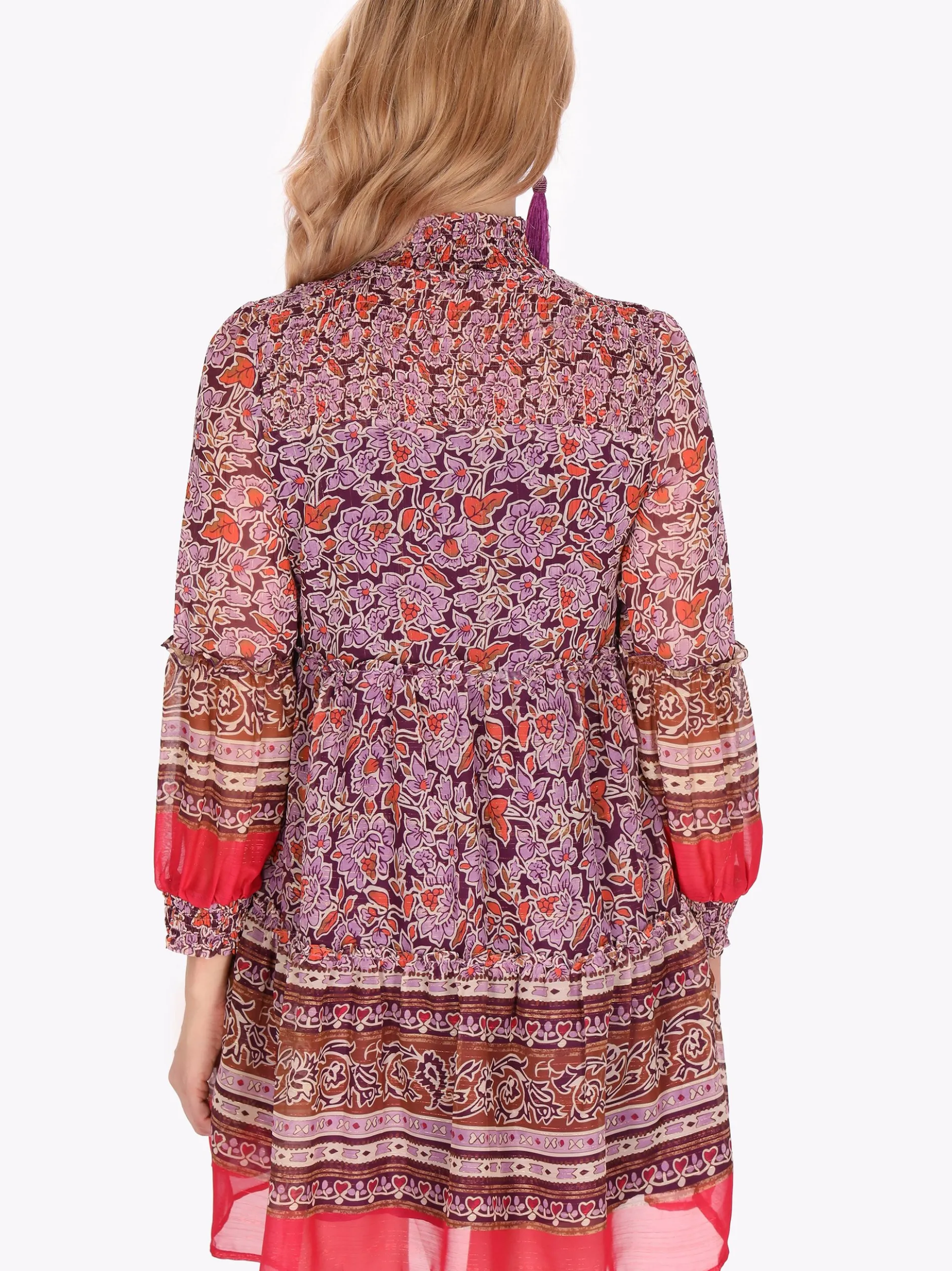 Usha Damen Kleid in lila - Länge: mittel
