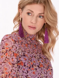 Usha Damen Kleid in lila - Länge: mittel
