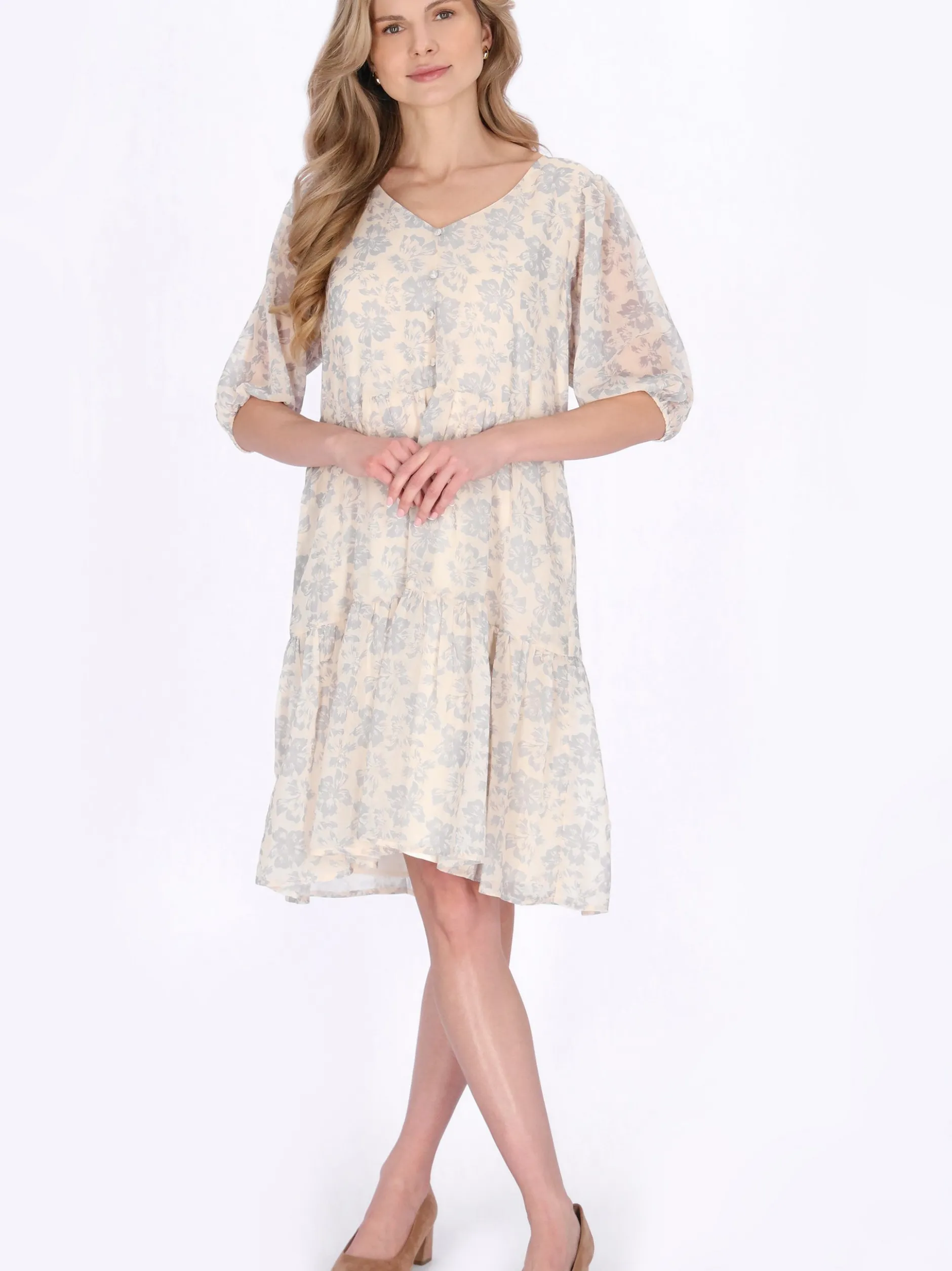 Usha Damen Kleid in lila - Länge: mittel
