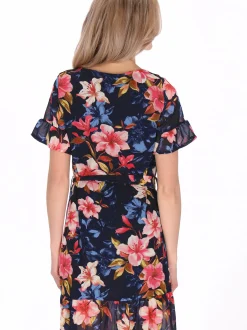 Usha Damen Kleid in marine - Länge: mittel