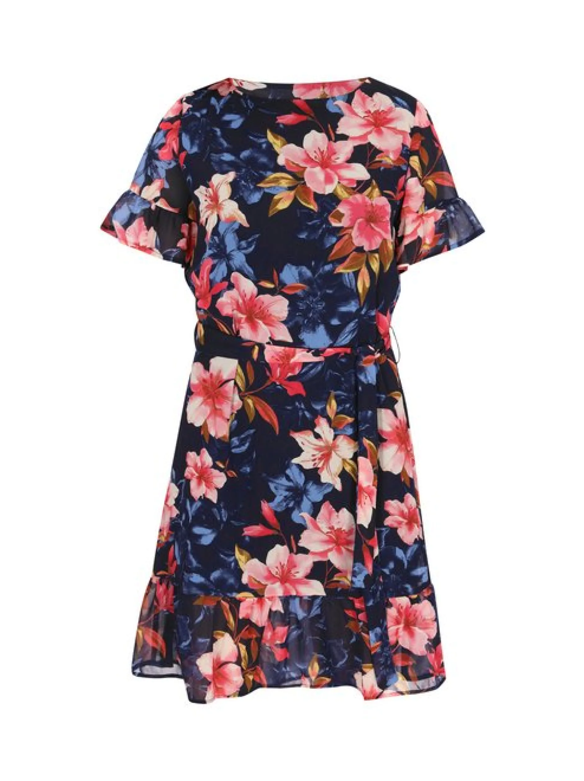 Usha Damen Kleid in marine - Länge: mittel